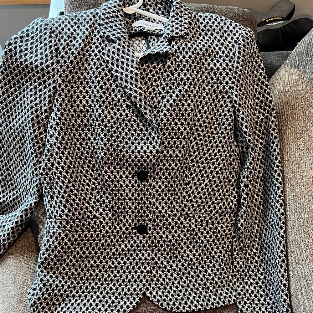 Calvin Klein Black and White Geometric Blazer